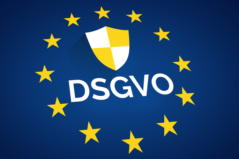 Blaues Bild DSGVO mit Schild in Europa Design